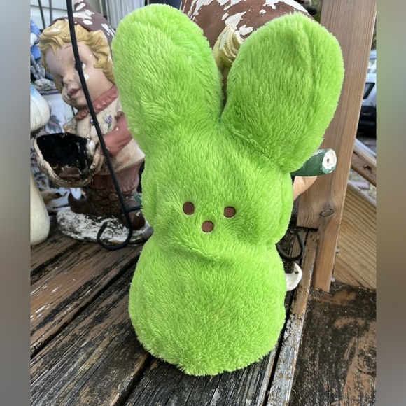 Peeps Green Plush Easter Bunny Rabbit 16” Fuzzy Novelty Stuffed Animal Pillow - Picture 1 of 7
